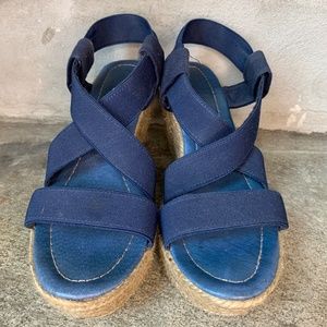 Russell & Bromley Navy Espadrille Wedge, 37-38